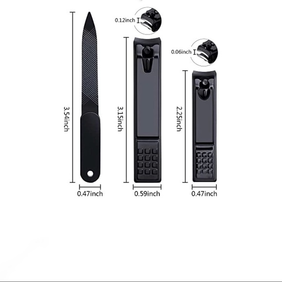 New-3pcs Nail Clippers Set With Nail File & Faux Leather Carry Case Black - Picture 7 of 10
